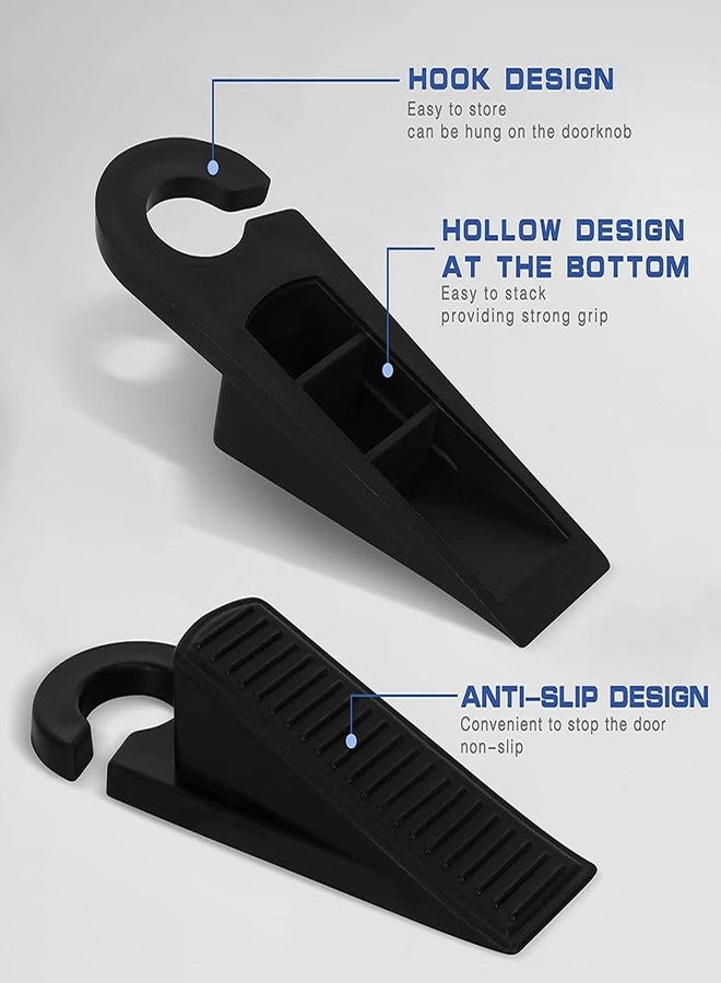 Fapiwen Door Stopper for Home, Fapiwen 3Pcs Non-Slip Door Wedges, Baby Safety Wedge with Rubber Hook Door Stop Stoppers Block Wedge Doorstops for Home Office Warehouses Classrooms (Black) - Image 3